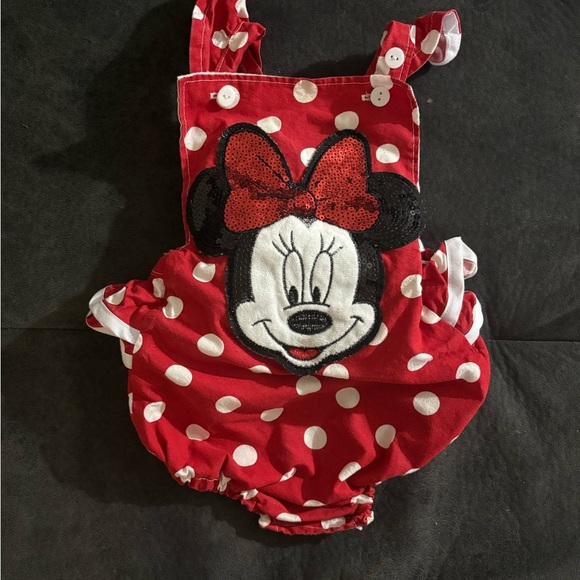 Handmade Red Polka Dot Minnie Mouse Romper - Picture 1 of 3